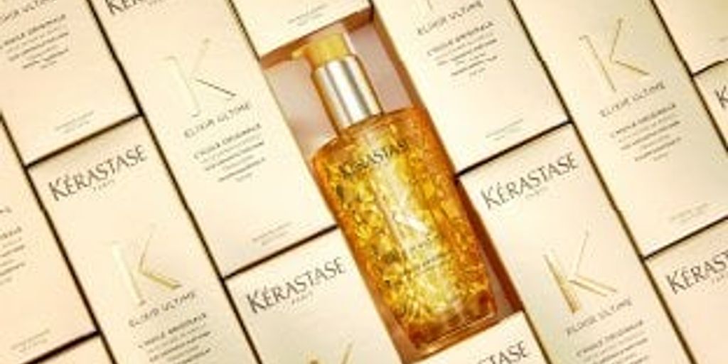 Bottles of Kerastase hair products with packaging displayed.