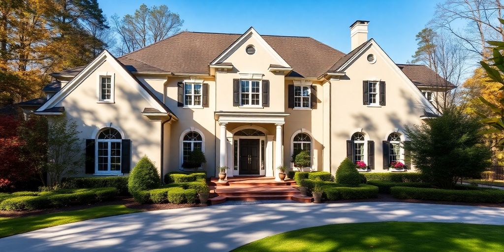 Elegant custom home exterior in Druid Hills.