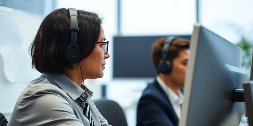 IT support specialist helping a user.