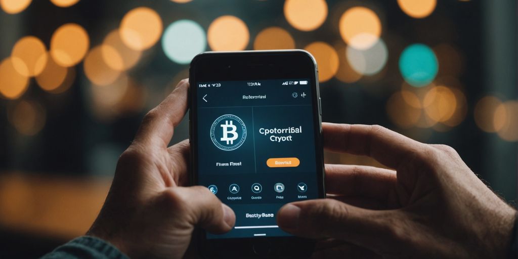 Crypto enthusiasts exchanging referral codes in a digital forum.