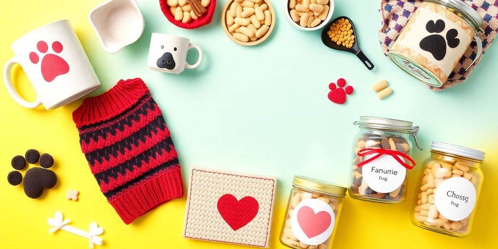 Charming DIY dog-themed gifts arranged attractively.