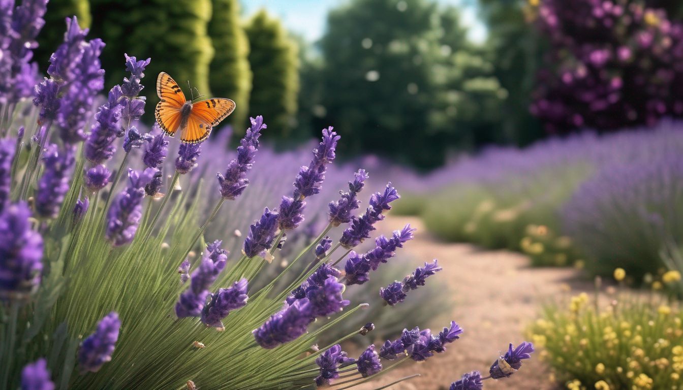 lavender flowers with butterflies in a UK garden