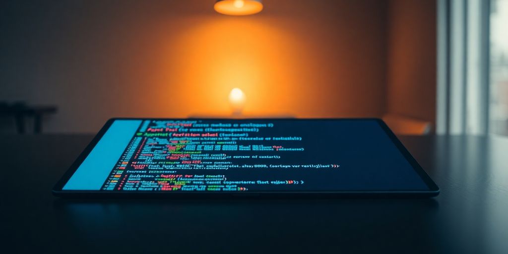 Glowing Jupyter Notebook on dark desk