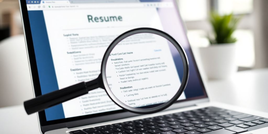 Laptop with resume documents.