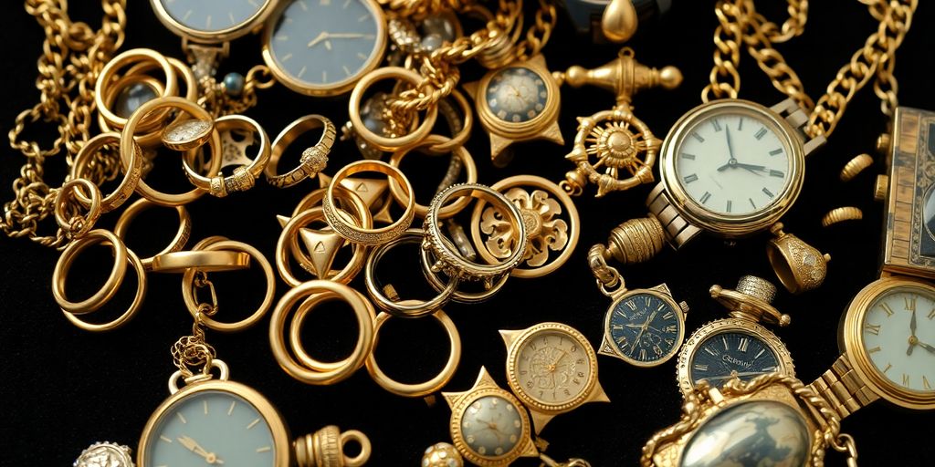 Bijoux et objets de valeur empilés