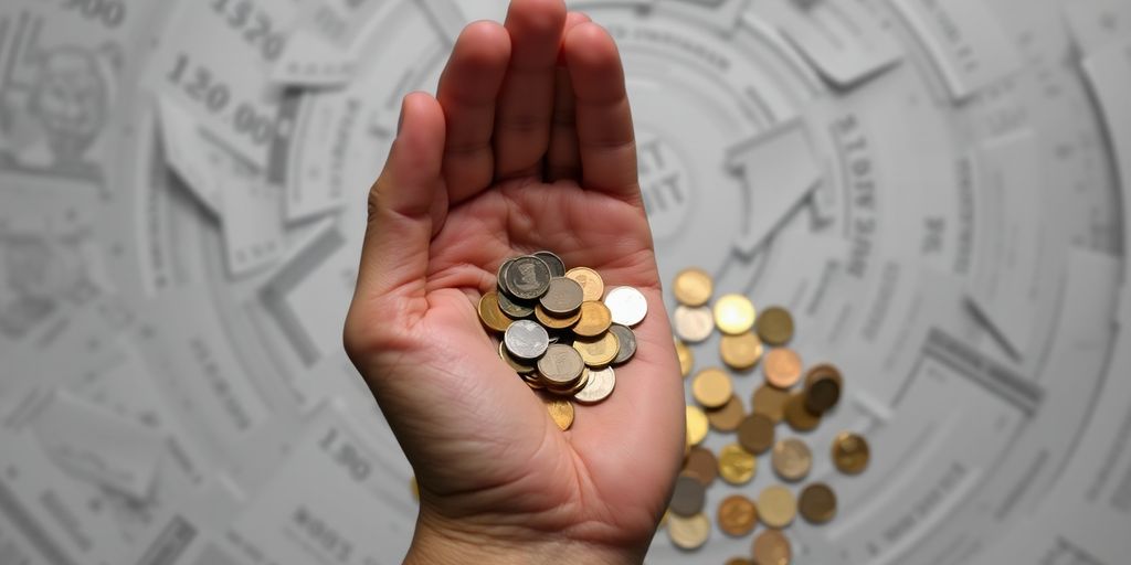 Beschermende hand boven geld en documenten.