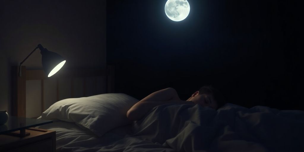 Person sleeping peacefully in a comfortable bed.