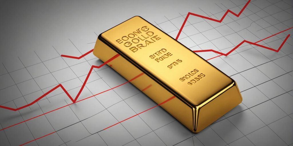 Gold bar on fluctuating graph line
