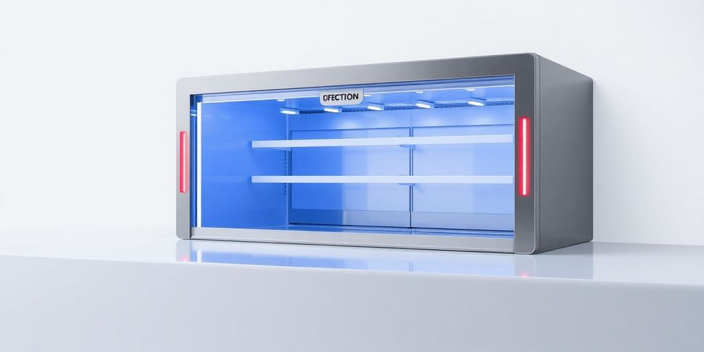 Modern refrigeration unit with sleek design and LED indicators.