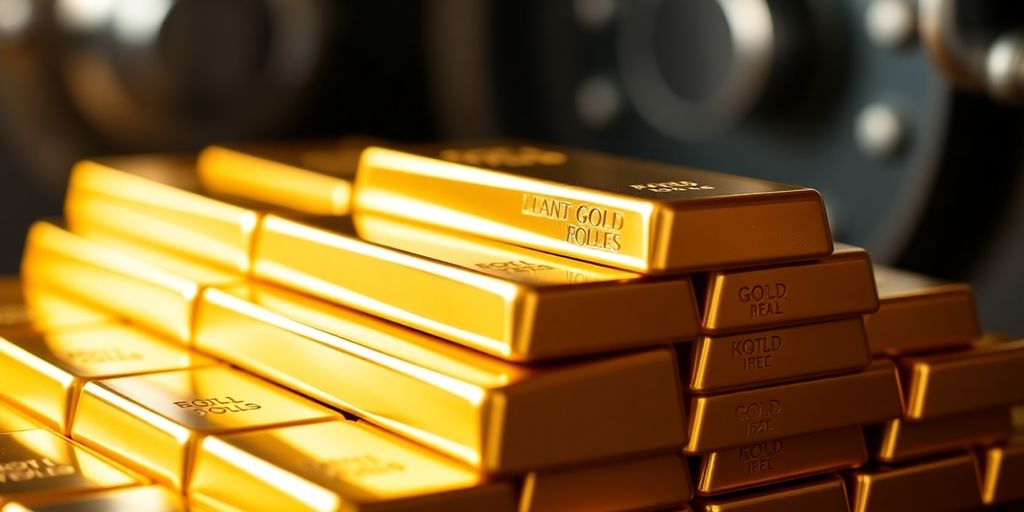Des lingots d'or empilés dans un coffre.