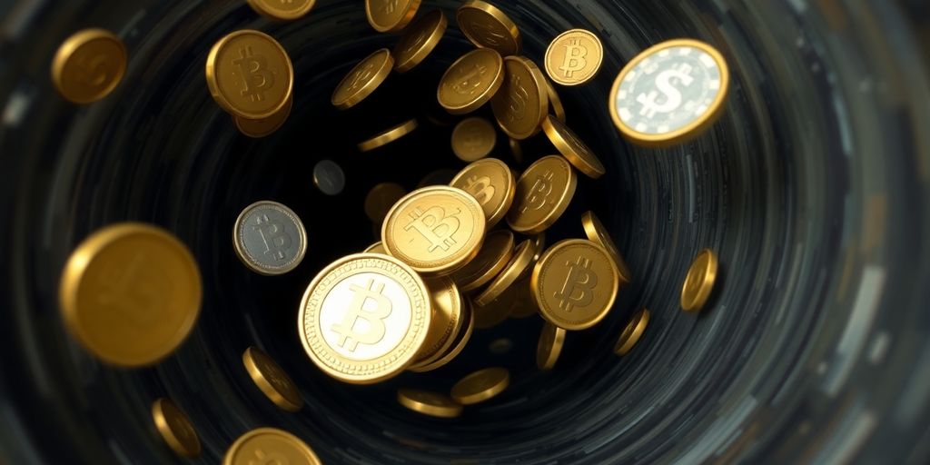 Argent tombant dans un vortex économique.