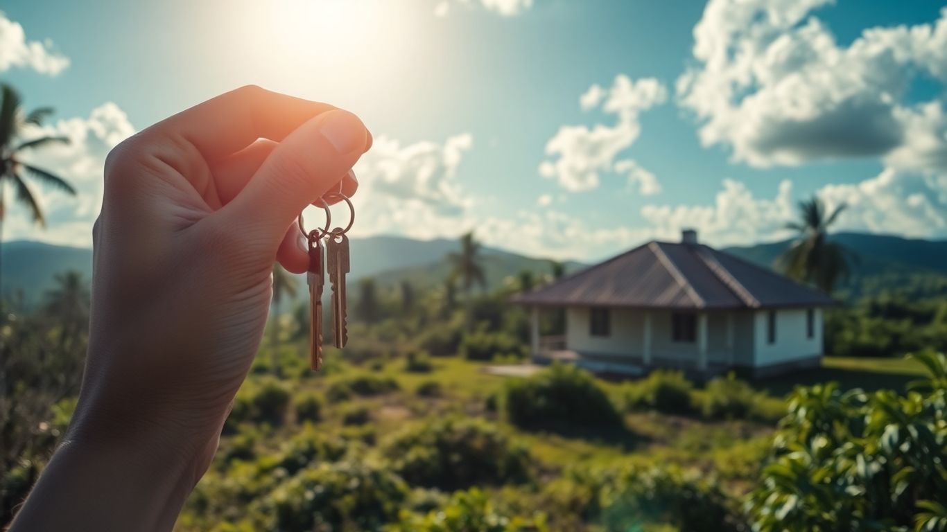 Jamaican property with house and keys.