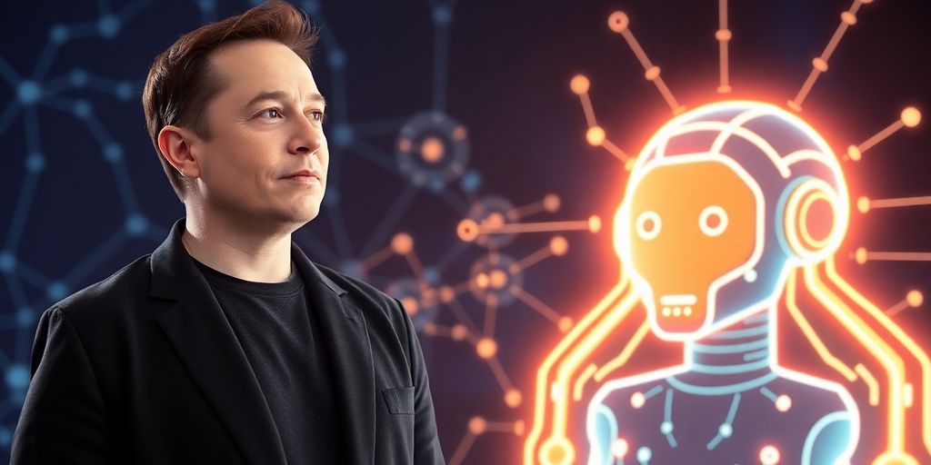 Elon Musk with AI chatbot Grok.