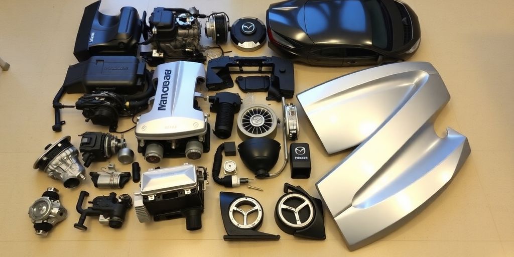 Genuine Mazda CX-5 parts laid out.