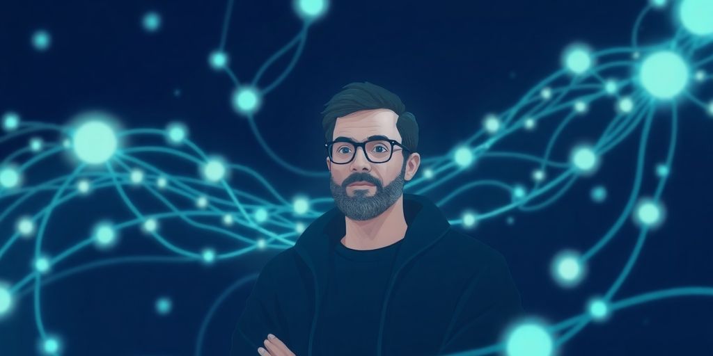 Senior data engineer working with abstract data.