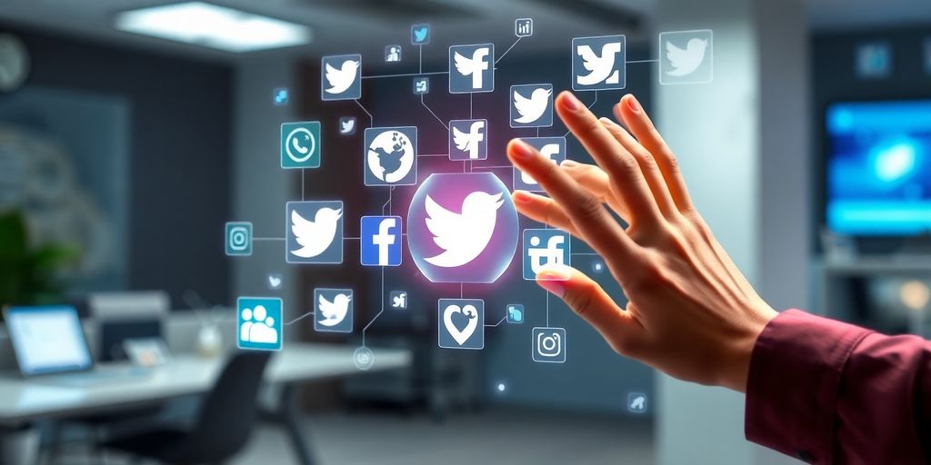 Person interacting with various social media platforms.