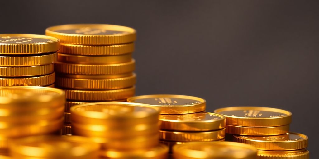 Pièces et lingots d'or brillants sur une surface.