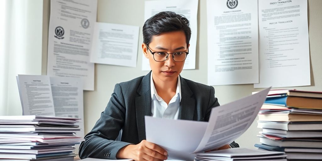 Professional translator working with official documents.