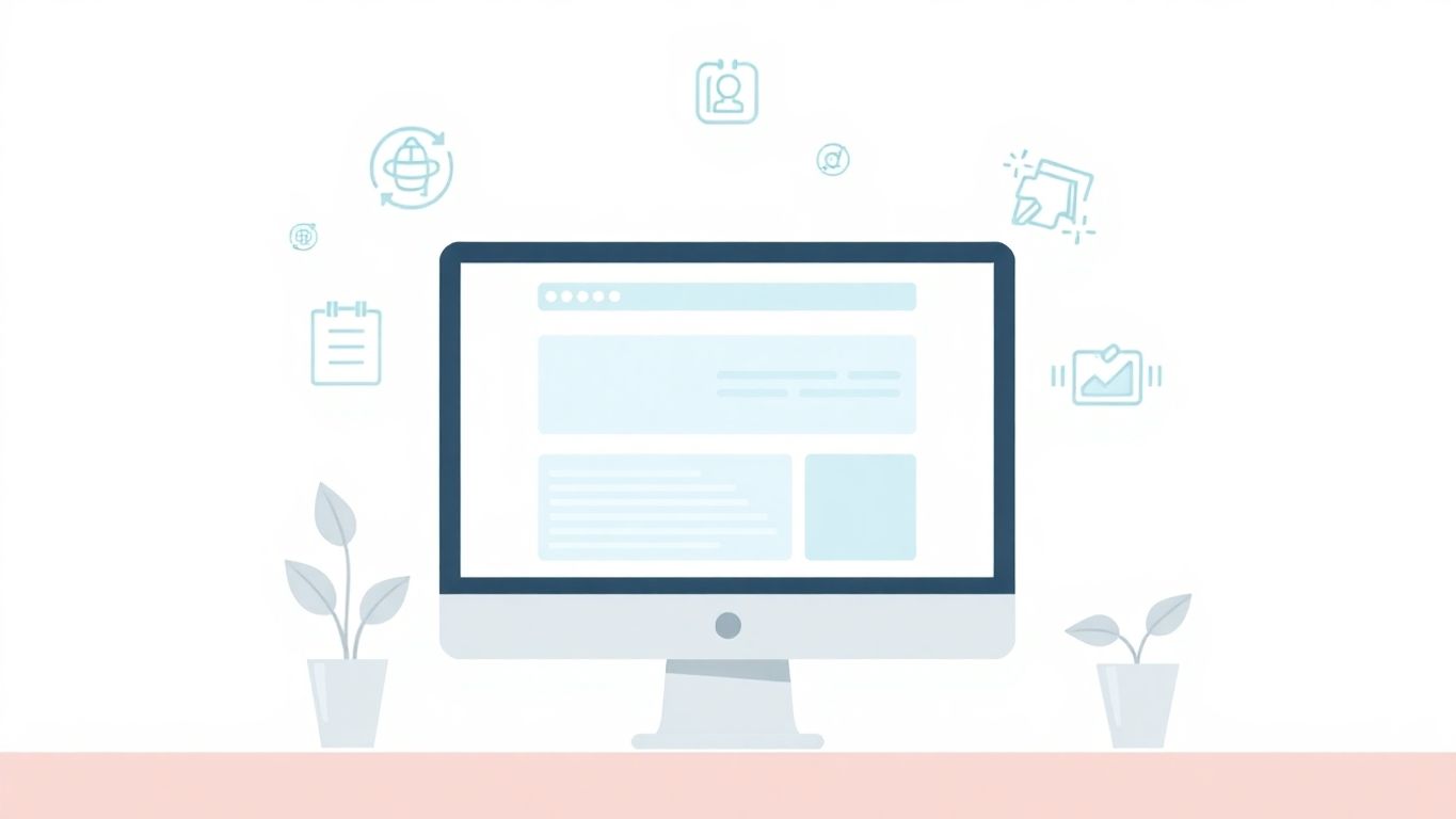 Illustrasjon av oppdaterte nettsider med moderne elementer.