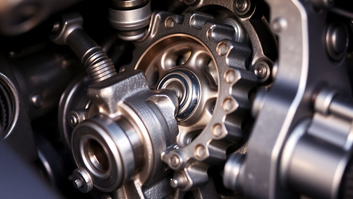 Close-up of car gearbox mechanics