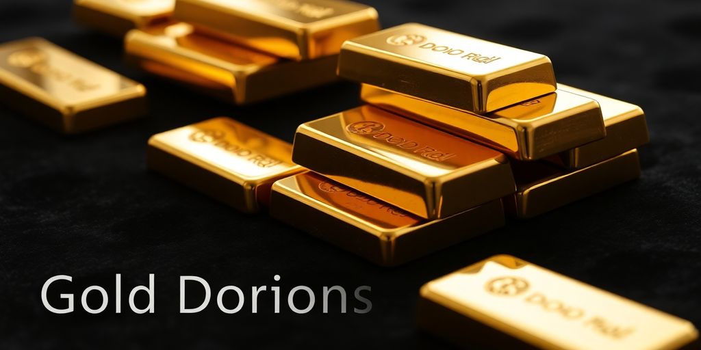 Lingots d'or brillants sur un fond sombre.