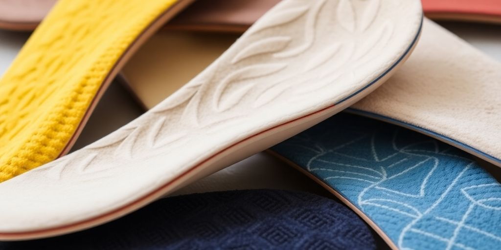 Soft cushion insoles in various colors and styles.