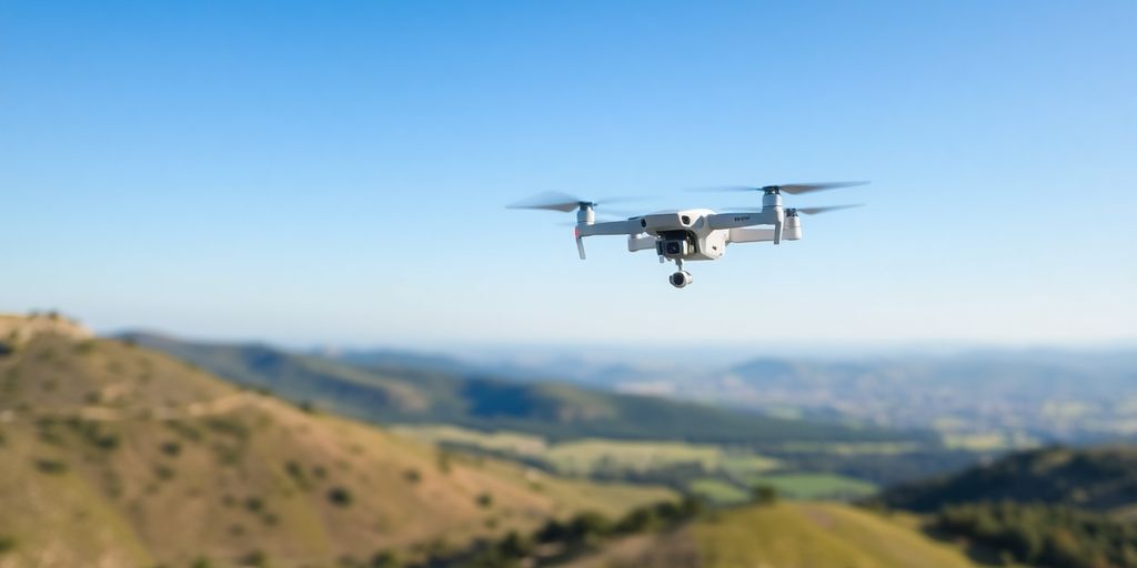 Un drone volant dans un paysage pittoresque.