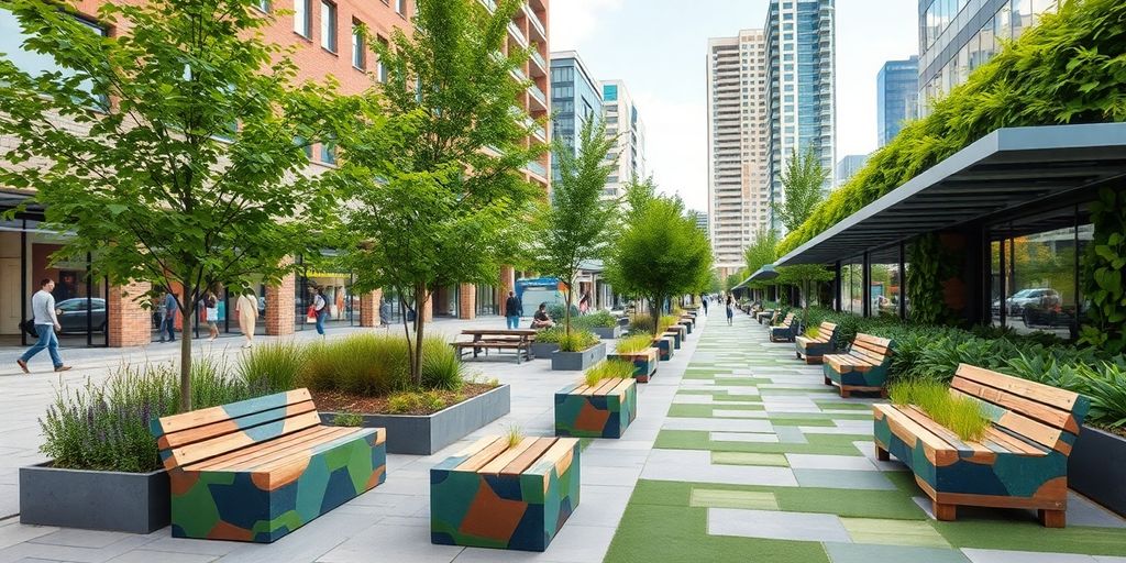 Materiali per arredo urbano sostenibile e rispettoso.