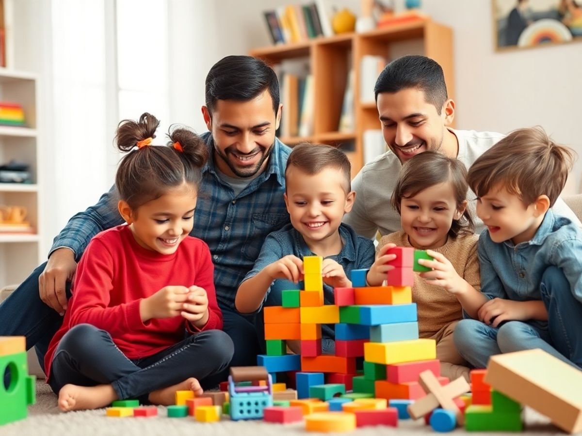 Activități educative în familie cu copii jucându-se.