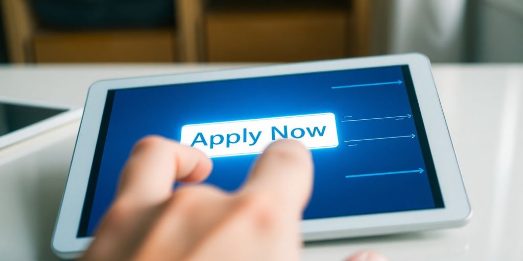 Finger clicks button, job search, digital ease.