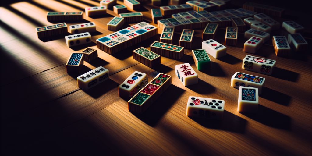 poker mahjong tiles on a table