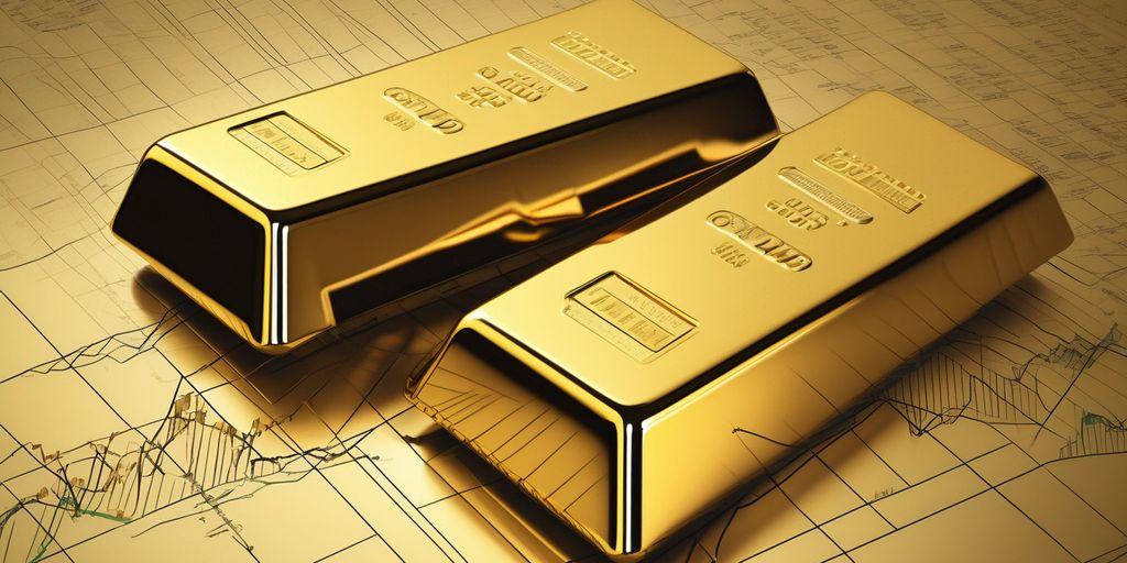 gold bars with financial charts and graphs