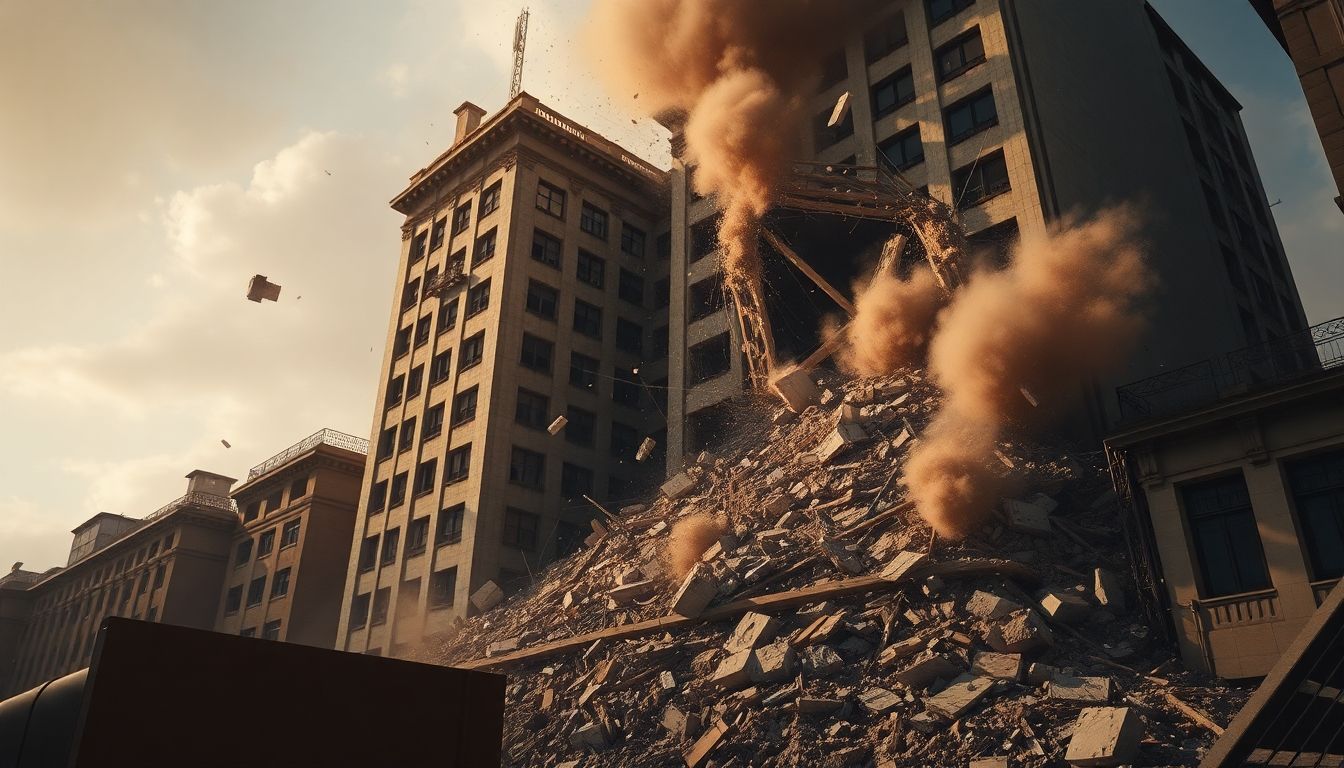 AI-generated building collapse