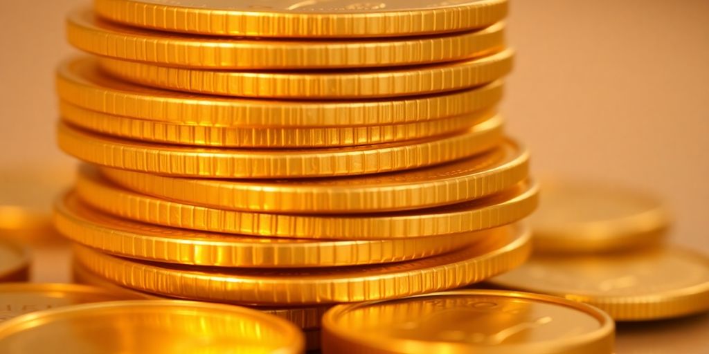 Pièces d'or empilées