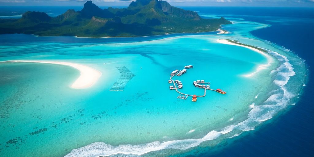 Turquoise lagoon and verdant mountains of Moorea.