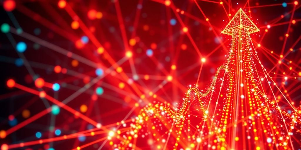 AI growth, upward trajectory, digital network expansion.