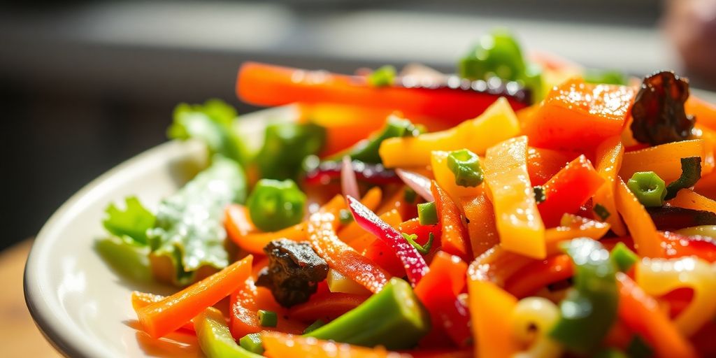 Healthy home-cooked meal with fresh vegetables.
