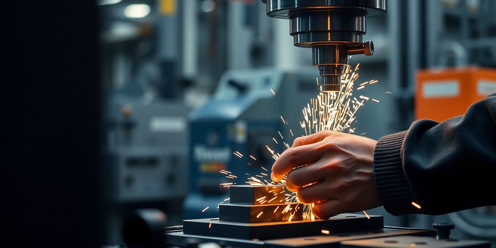 CNC machine creating metal components.