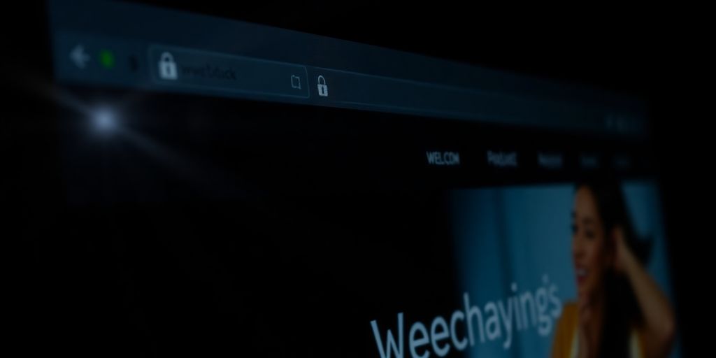 Website interface with secure connection icon.