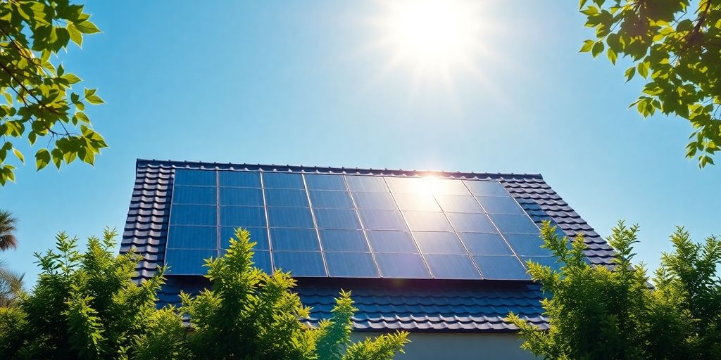 Panneaux solaires intégrés sur un toit moderne