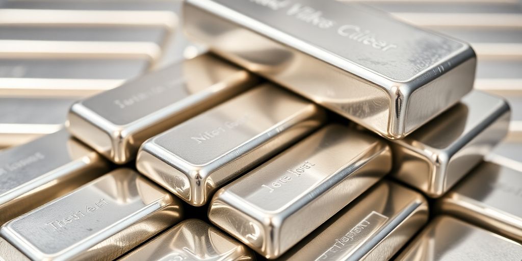 Lingots d'argent empilés