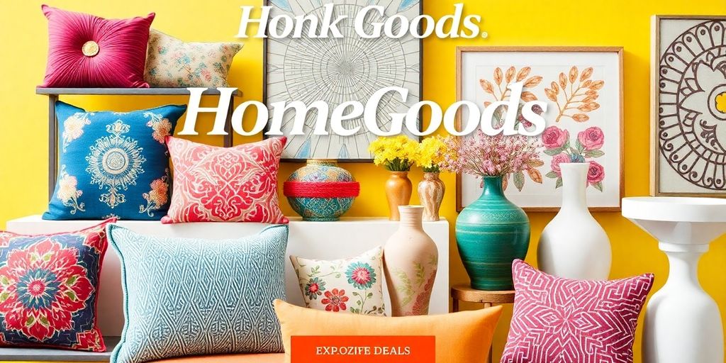 Decorative items from HomeGoods on display for online sale.