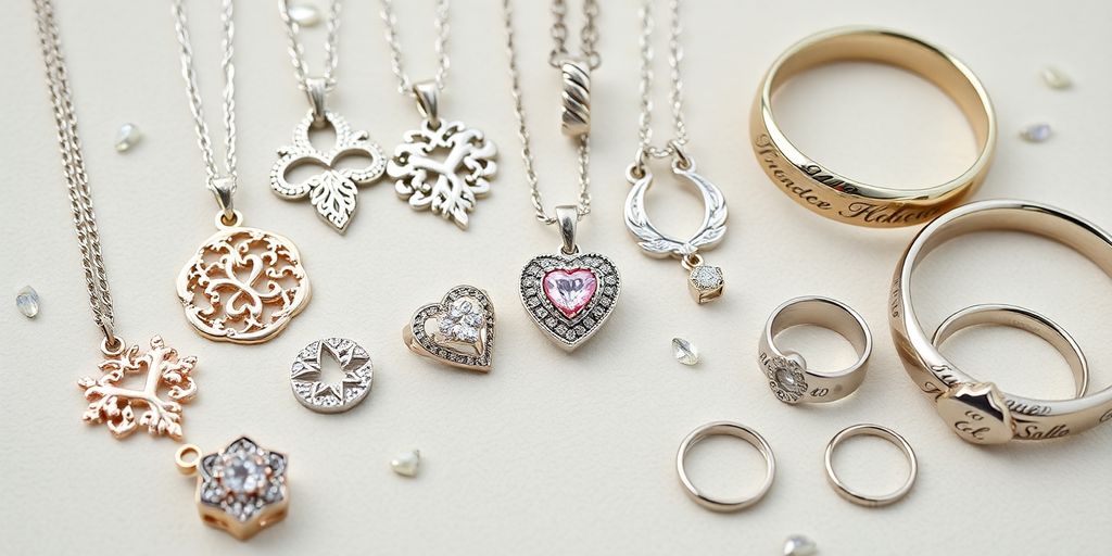 Bijoux personnalisés sur un fond neutre.