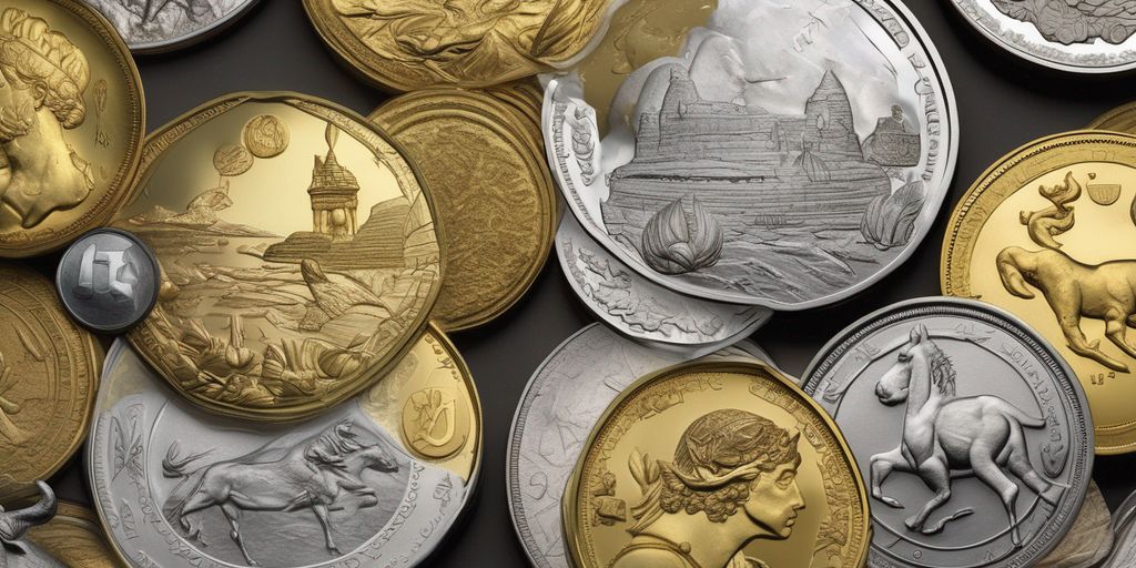 ancient gold and silver coins with modern currency