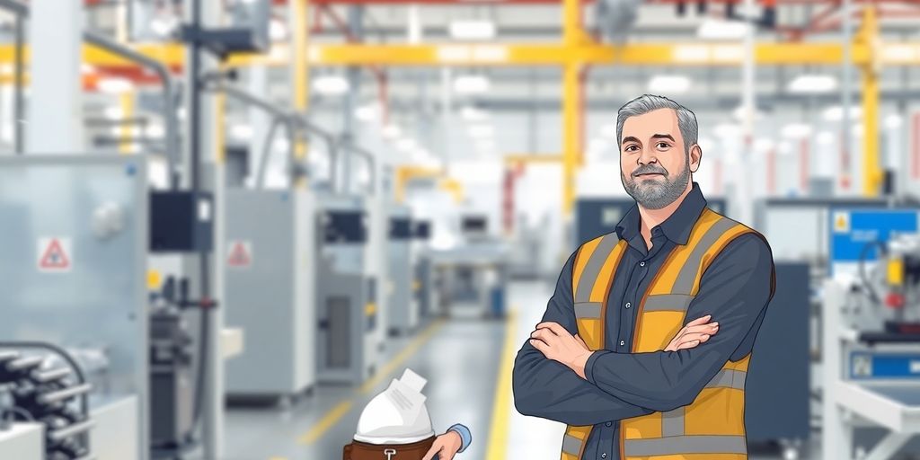 Experienced production manager oversees factory floor operations.