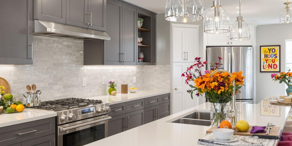Modern kitchen remodel with sleek cabinetry and elegant decor.