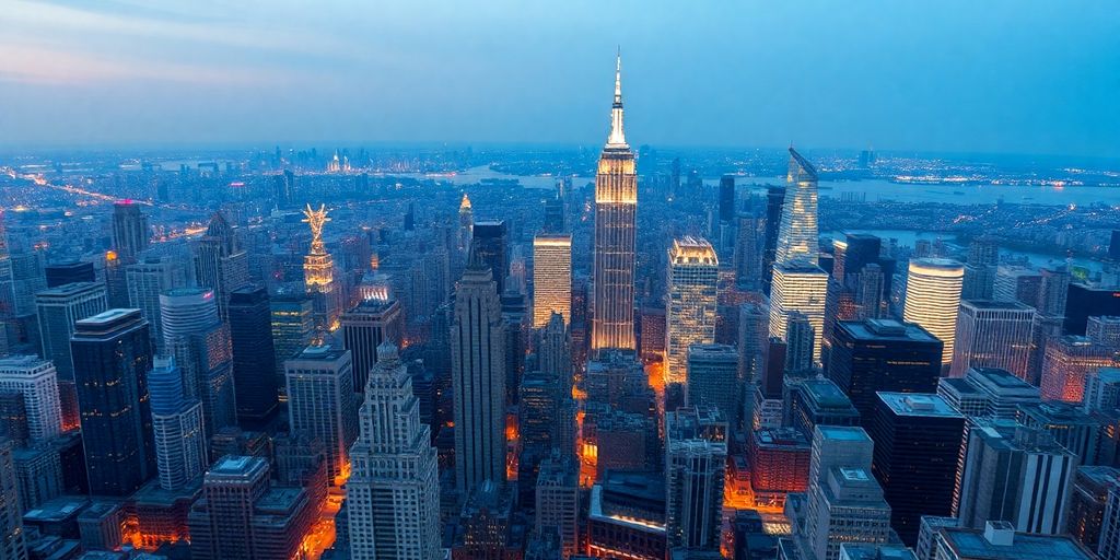 Vibrant cityscape teeming with diverse architecture.