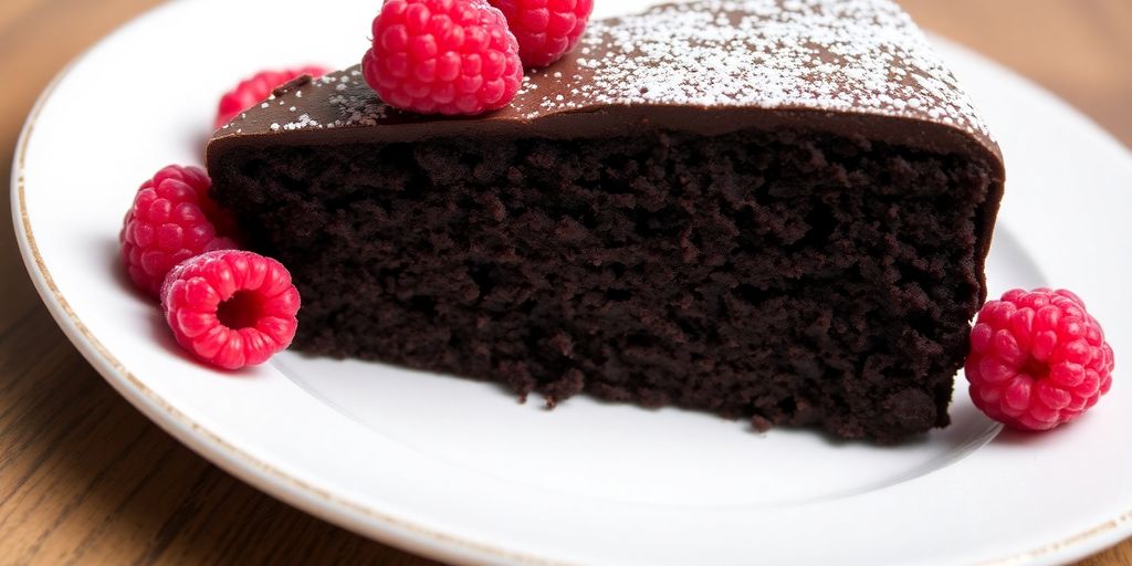 Delicious gluten-free chocolate cake with berries.