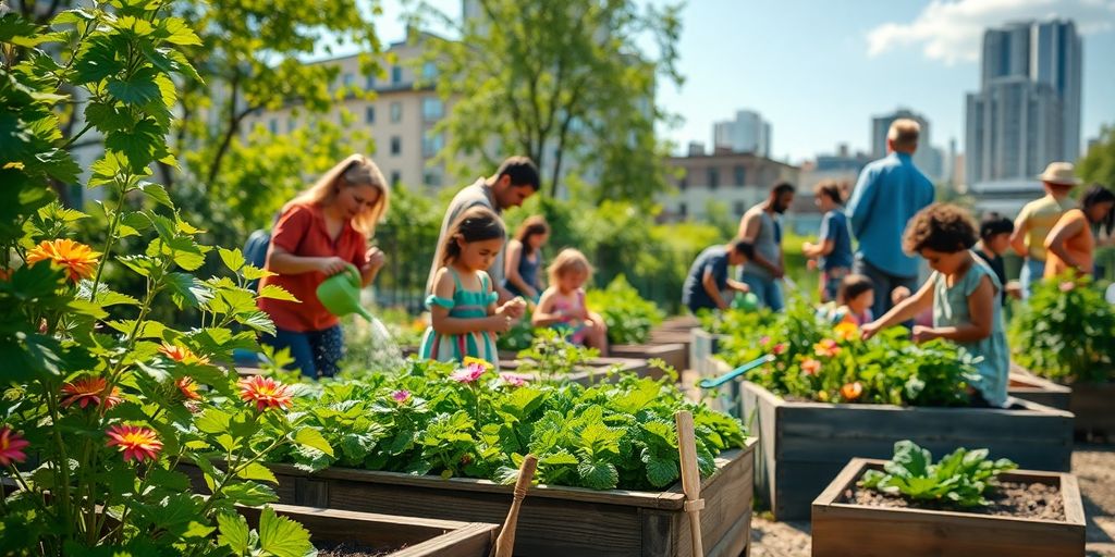 Urban Gardening Gemeinschaftsgarten mit GemĂŒse
