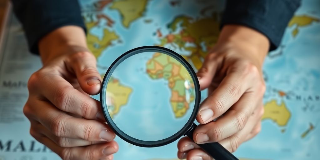 Person selecting niche with magnifying glass.
